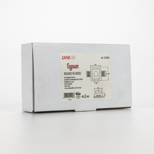 Incasso in Gesso per Controsoffitto · Forma Quadrato Basso · Per Lampadine Ø 50mm