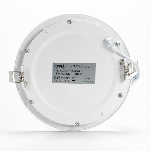 Pannello LED Ultrasottile · 12W · Da Incasso · Forma Rotonda · Bianco Diurno 4.000°K