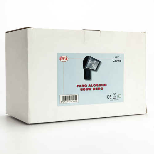 Faro Alogeno Orientabile · 500W · In Alluminio e Materiale Plastico · Nero · Uso Esterno