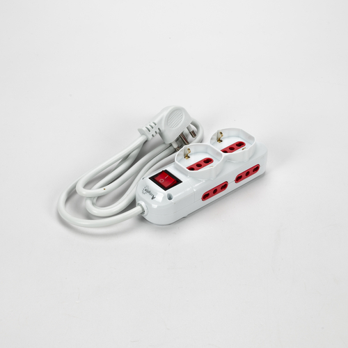 Multipresa Serie Premium · 6 Prese · Interruttore ON/OFF · Lunghezza Cavo 1,5m · Colore Bianco